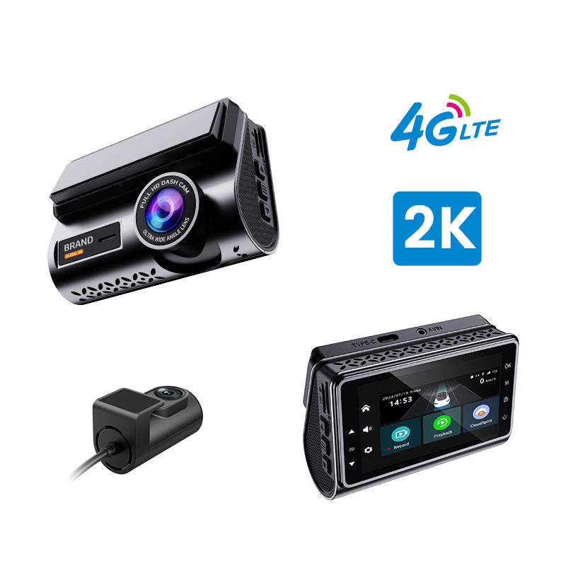 2K Dual Lens Dashcam, 4G Remote Monitoring with SIM Card, GPS Tracking, HD Night Vision, Loop Recording Car Camera