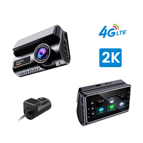 2K Dual Lens Dashcam, 4G Remote Monitoring with SIM Card, GPS Tracking, HD Night Vision, Loop Recording Car Camera