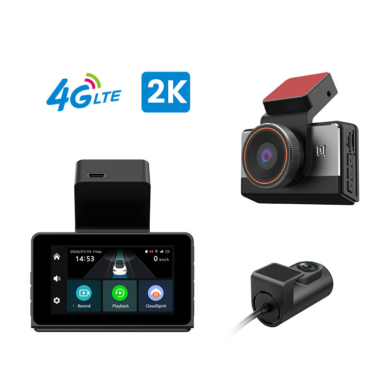 2K Dual Lens Dashcam, 4G Remote Monitoring with SIM Card, GPS Tracking, HD Night Vision, Loop Recording Car Camera