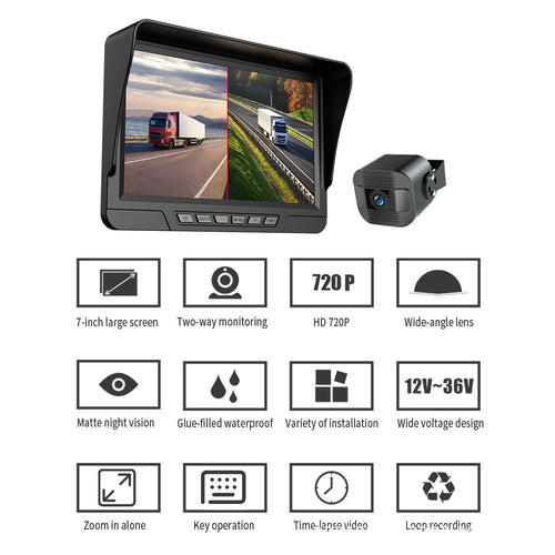 7" IPS 1080P HD Dual Dash Cam for Trucks，RV | Front & Rear View System with Night Vision, Waterproof Rear Camera, Stable Aviation Wiring for Semi-Trailers & Commercial Vehicles